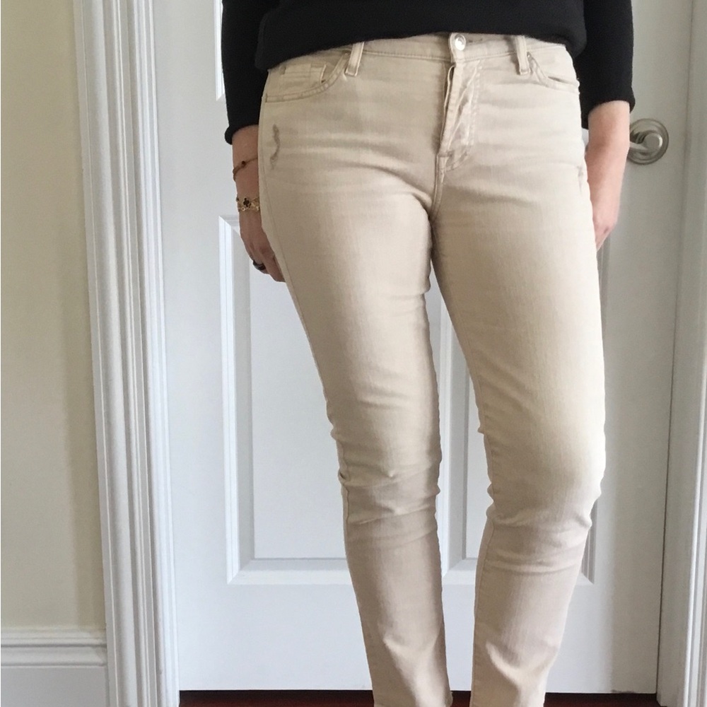 Beige Skinny Low Rise Ankle Cigarette jeans